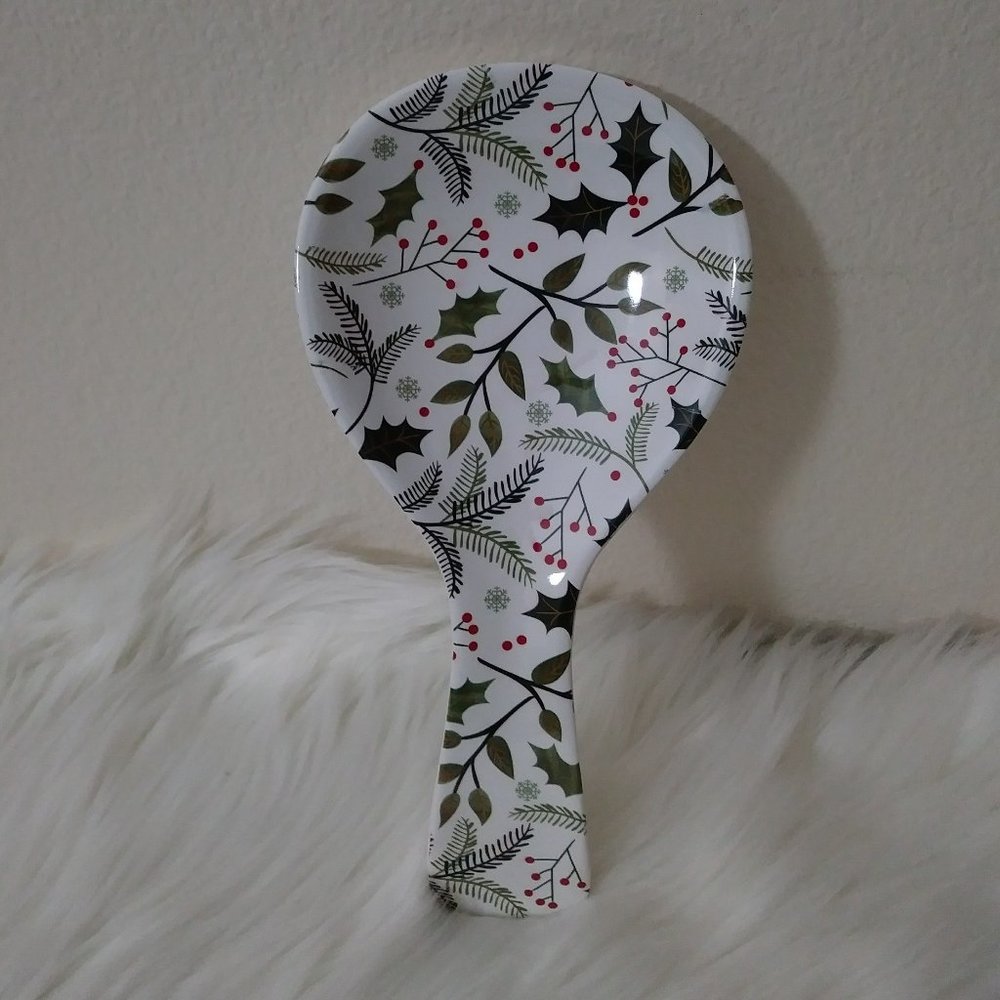 Holiday Spoon Rest White Green Red